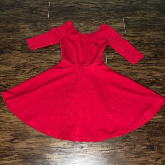 Lulus Dresses & Skirts - Lulus Red Scallop Neck Skater Dress